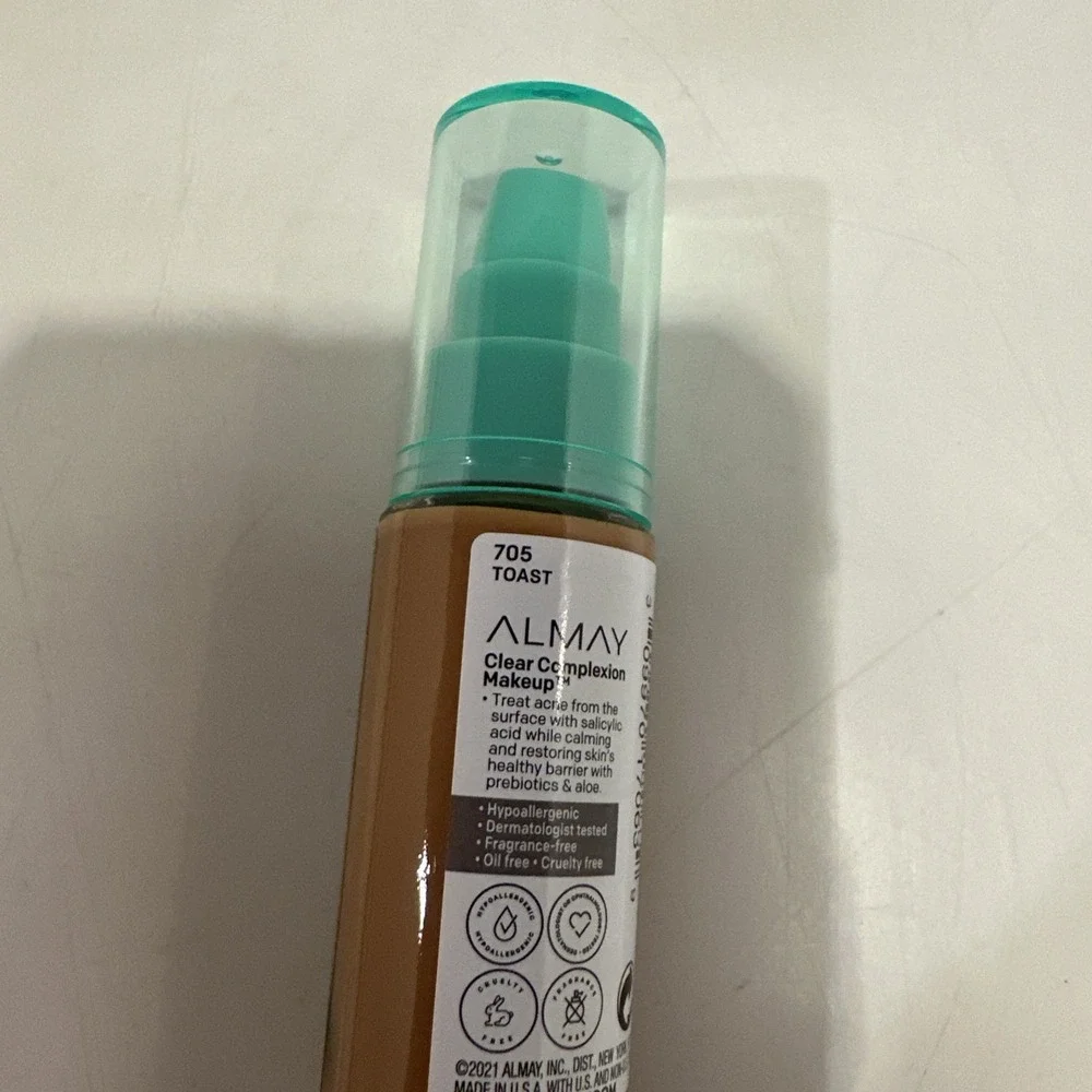 Almay Clear Complexion Acne Foundation,Cruelty Free, #705 Toast‎ New